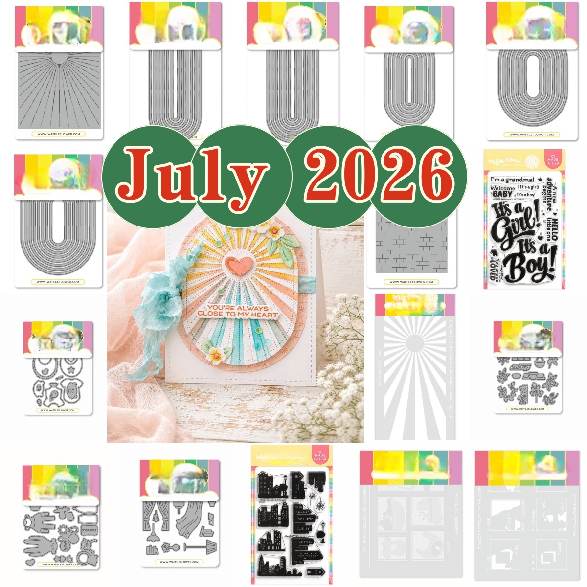 Baby Clothing Bag - July 2026 Windows Postage Collage Elongated
