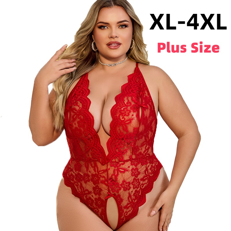 Baby Clothing Night - XL-4XL Crotchless Lace Bodysuit Sexy Summer