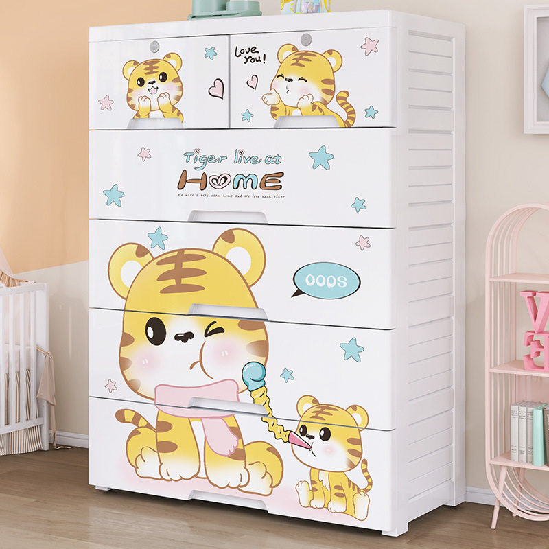 Baby Clothing Cupboard - Thickened plastic five-bucket drawer storage cabinet