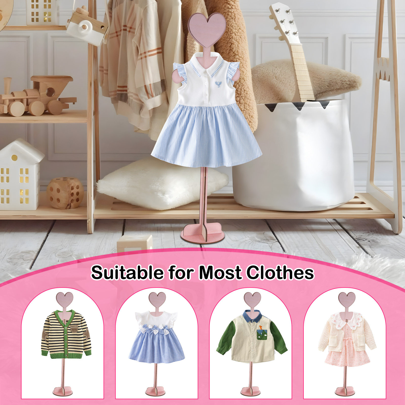 Baby Clothing Display Stand - Wooden Baby Clothes Display Stand for