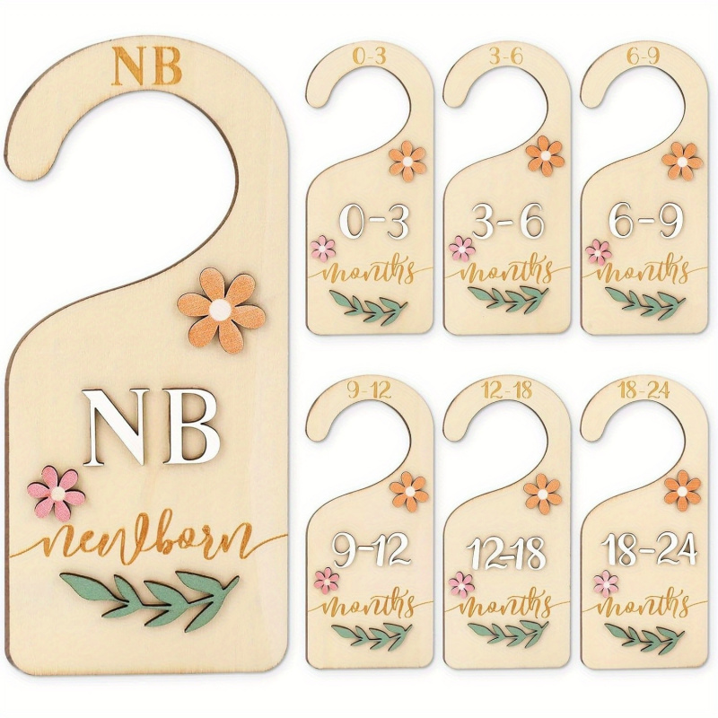 Baby Clothing Cupboard - 7Pcs 2D Daisy Wood Baby Closet
