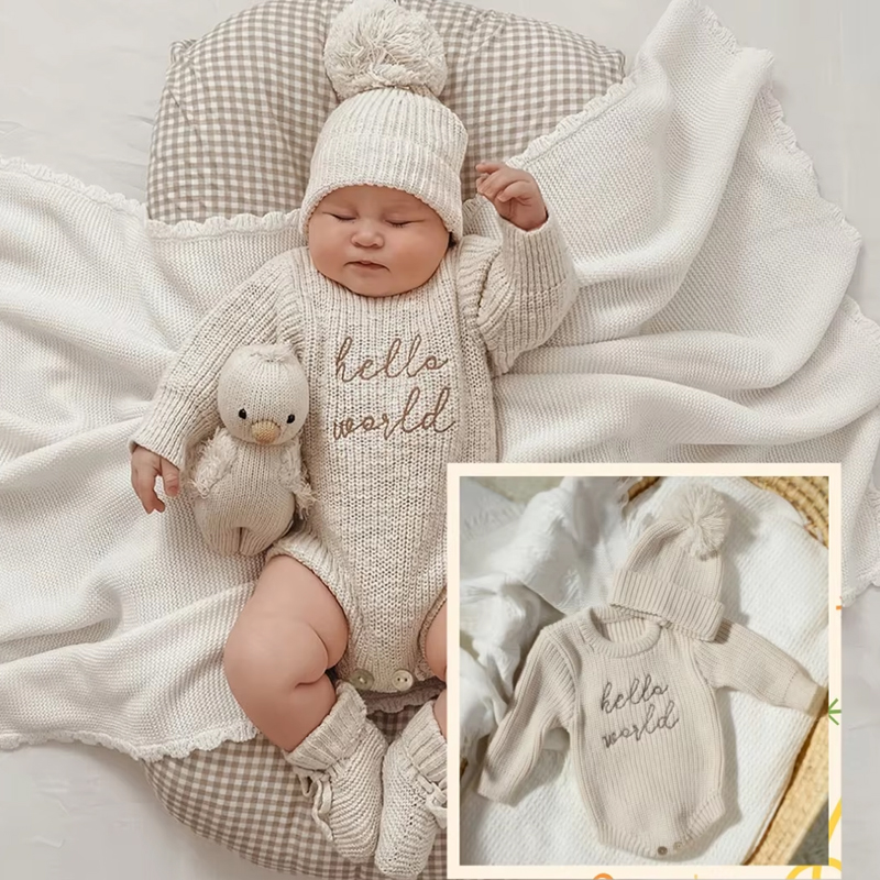 Baby Clothing Onesies - Ylsteed Hello World Knitting Newborn Photography
