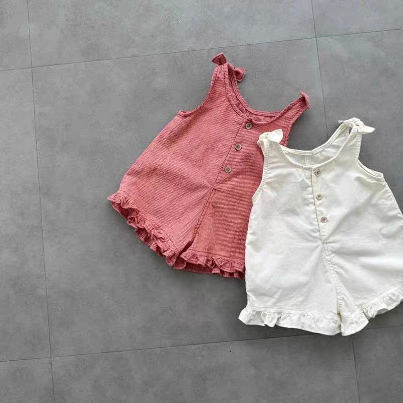 Baby Clothing For Summer - HY2831 Girls Summer Romper with Bib