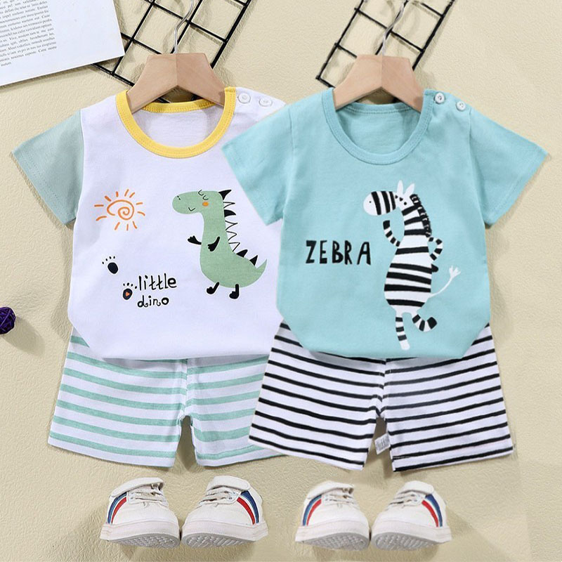 Cotton Tees+Shorts 2-piece Tra - Baby Clothing For Summer 评论和价格