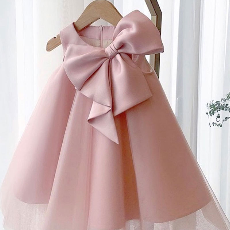 Summer Big Bow Baby Girl Dress - Baby Clothing For Summer 评论和价格