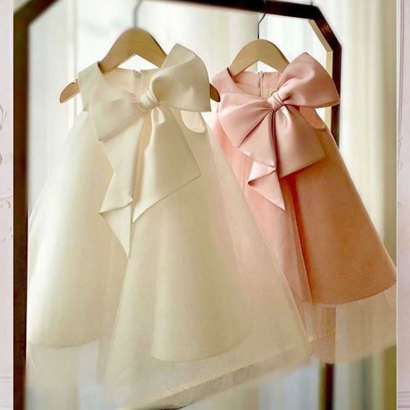 Summer Big Bow Baby Girl Dress - Baby Clothing For Summer 评论和价格