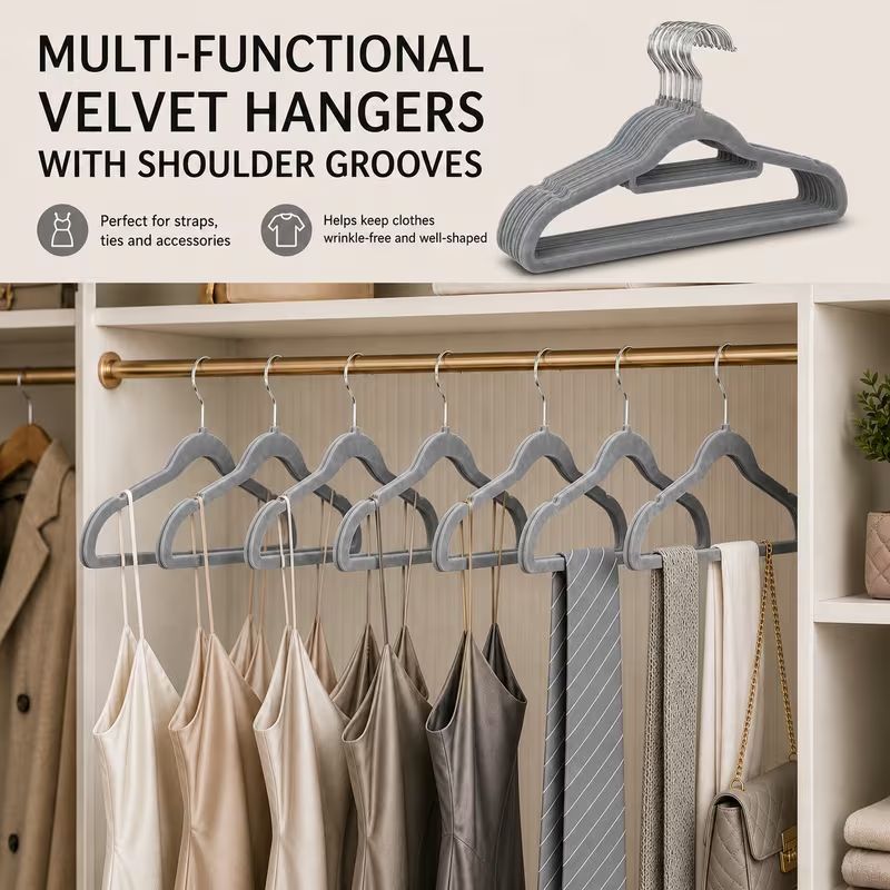 Velvet Hanger Set of 50 - Non- - Baby Clothing Rack 评论和价格
