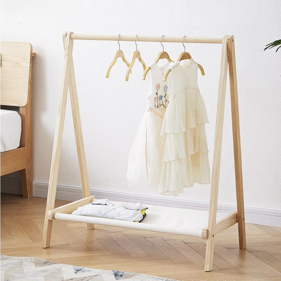 Solid Wood Floor Standing Clot - Baby Clothing Rack 评论和价格