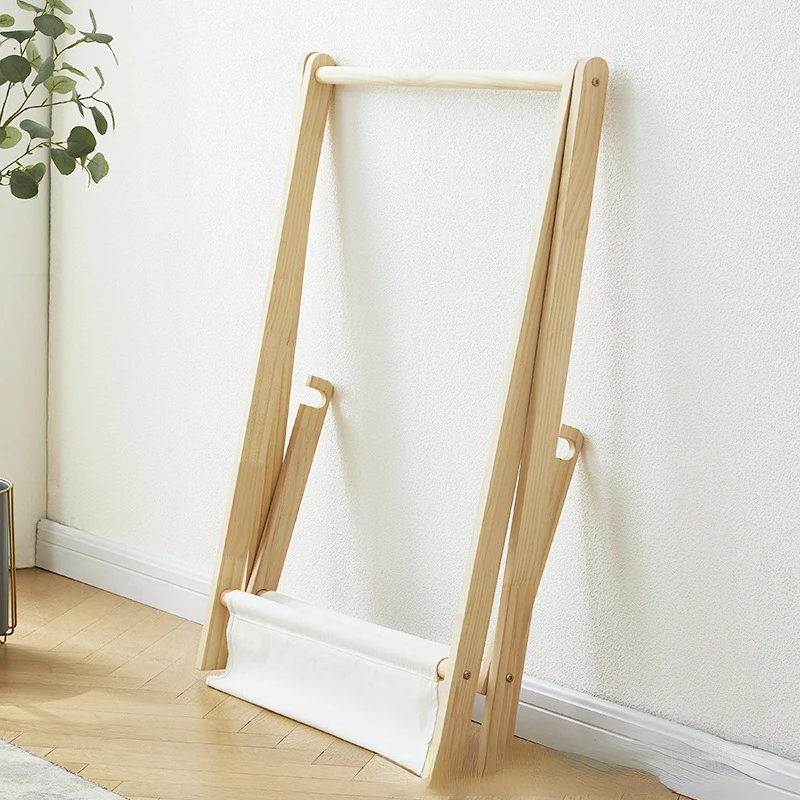 Solid Wood Floor Standing Clot - Baby Clothing Rack 评论和价格
